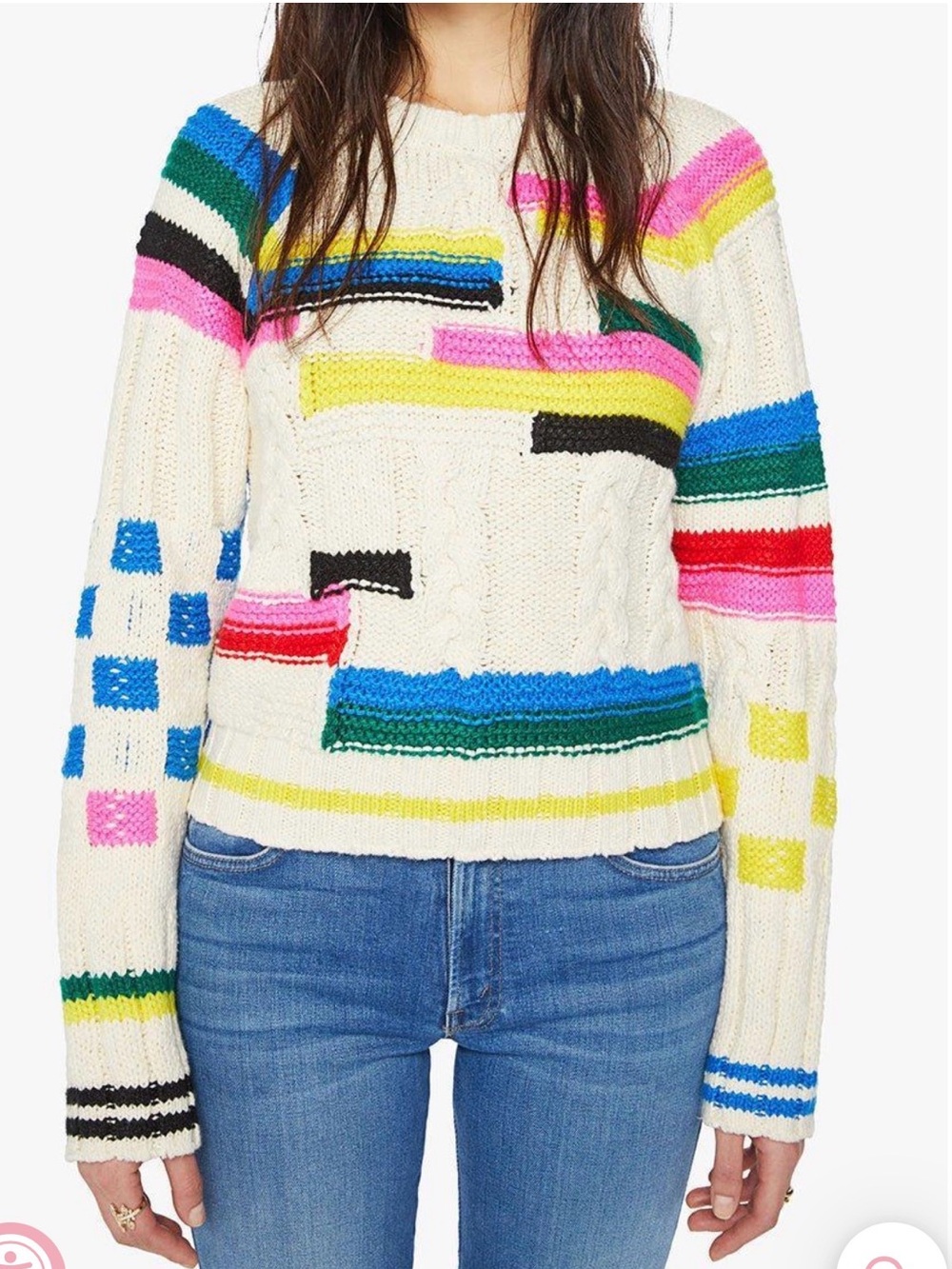 MOTHER The Itsy Raglan Jumper in Flash of Light- M- Sweater